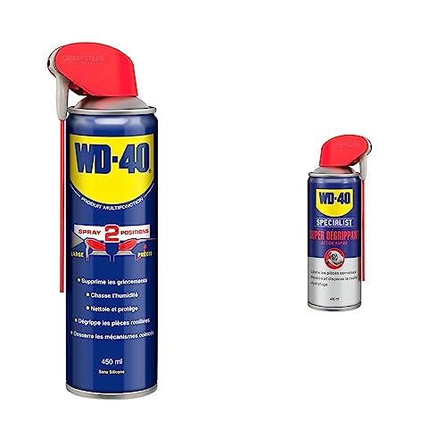 WD-40 • Produit Multifonction • Spray Double Position • Sans Silicone • 450 ml & Specialist • Super Dégrippant • Spray Double Position • Efficacité Immédiate • Dégrippe Rapidement • 400 ML