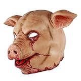 QNGCOLRCY Scary Pig Head Butcher Mask Halloween Costume Cosplay Props Bloody Horror Adult Animal Latex Masks