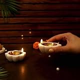 Diwali Diya, Marble Diyas, Marble Tea Light Holder, Pooja Diya for Mandir, Oil Lamp for Puja, Brass Candle Holder for Home Decor, Diwali Decoration, Handcrafted Diyas, 1 Tea Light