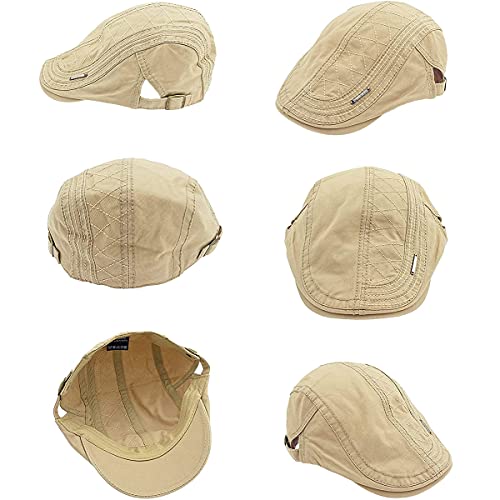 Thenice Mens Vintage Style Flat Cap Gatsby Ivy Caps Irish Hunting Hats, Beige, One Size