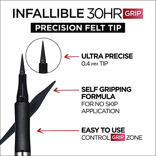 L’oréal Paris Cosmetics Makeup Infallible Grip Precision Felt Eyeliner, Smudge Resistant, Long Lasting Waterproof Eyeliner, Grey, Grey, 0.03 Fl Oz #TOP4