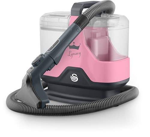Swan SC18411QOC TV’s Queen of Clean Spot Cleaner with Auto-Stopping Function, Flexible Hose, and Interchangeable Heads, 600W, Pink