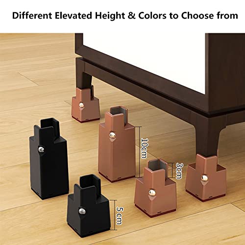Gaguiup Adjustable Bed Risers 4 Inch, Furniture Risers With Screw Clamp, 4Pcs Couch Risers For Furniture Leg Diameters 0.8-1.6", Chair Risers For Heavy Duty Furniture,Supports 5000 Lbs (Black 4 Inch) #TOP6