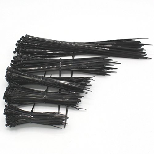Juego Piezas 500 Bridas gbroth, 5 tamaños Blanco o negro/100-135/160/200/290 mm Encaje Cremallera Lazo de Alambre zipties, Negro
