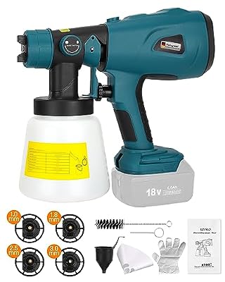 Taingwei Cordless Paint Sprayer for Makita 18v LXT Battery,200W HVLP Paint Sprayer Gun with Brushless Motor for Cabinets Cars Walls Furniture House Painting (Tool Only)