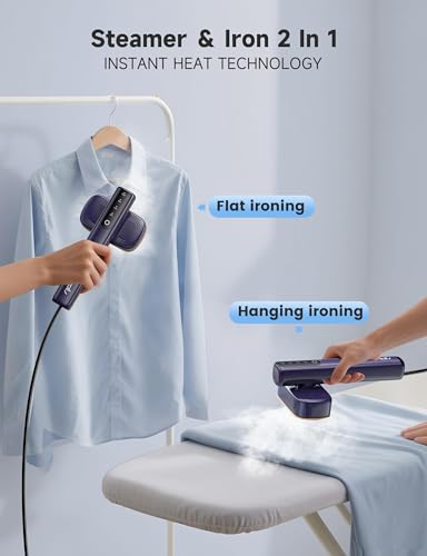 Image of Sundu 2-in-1 Steamer & Iron for Clothes, Travel Steamer for Clothes | 15s Fast Heat-Up 1200W Portable Handheld Garment Steamer 100ml Tank Ceramic Heat Panel Quick Wrinkle Removal Peacock Brass