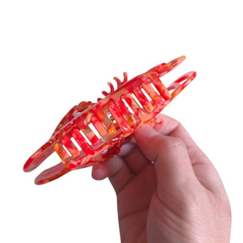 Pinzas para cabello grandes acetato rojo miniatura 5