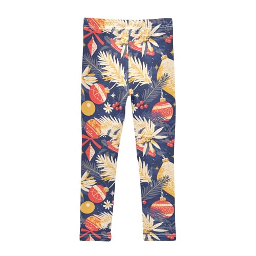 KLL Colorful Christmas Elements Design Hawaiian Girls Cotton Leggings Soft High Waisted Athleisure Pants Gym2