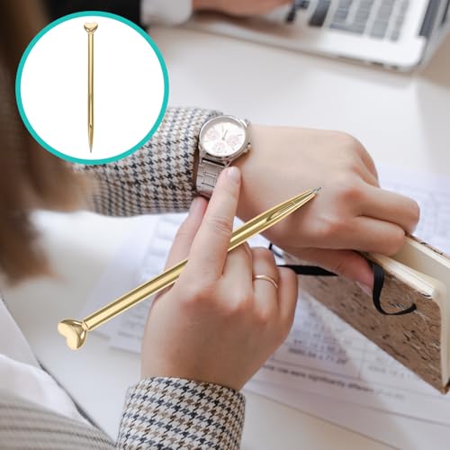 Bolígrafo metálico para oficina y estudiantes con diseño de corazón dorado set de 12 piezas 7