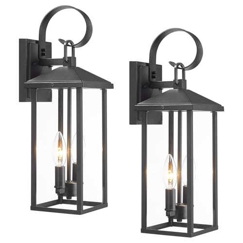 Starcurin Porch Lights Outdoor Wall Light Fixtures Wall Mount, Modern Exterior Lighting Fixtures with Clear Glass Waterproof, 2-Light E12 Sockets Outside Garage Lights for House Patio Porch, 2 Pack by Starcurin - Image 9