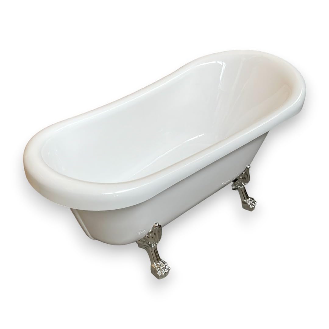 VASCA EPOCA STILE RETRÓ MODELLO MARGHERITA ELISABETTIANA VINTAGE PIEDINI CROMATI ARGENTO BAGNO