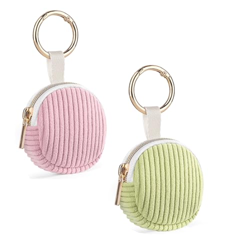 2 Mini Bolsa para Joyas Joyero Viaje Pequeño para Mujeres Niñas Cajitas Regalo Pequeñas Navidad Cumpleaños Aniversario Bolso de Pana Organizadora Pendientes Anillos Cadenas 5,6*5,9*2,1cm(Rosa&Verde)