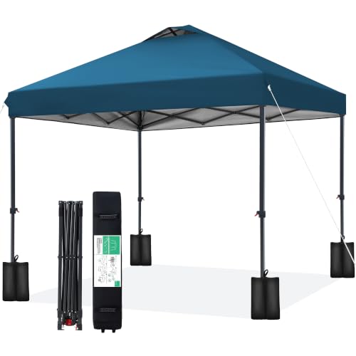 Image of JEAREY 10x10 Pop Up Canopy Tent, Easy Up Outdoor Market Canopy, Lake Blue