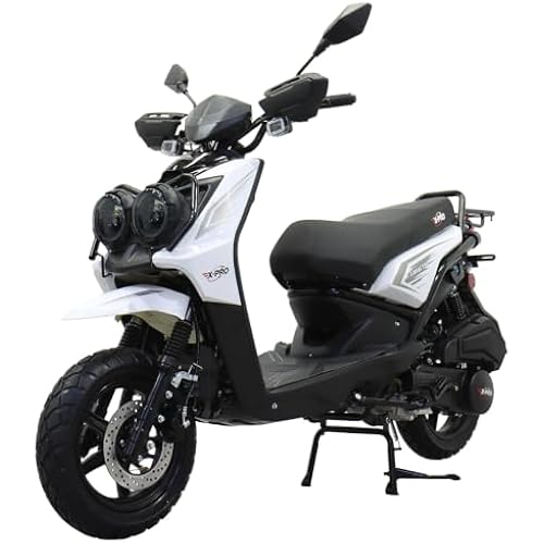 X‑PRO Lanai 150cc Gas Moped with 12" Alloy Wheels, Electric & Kick Start, Front Disc Brake, Automatic Transmission – Underseat Storage, Dual Headlights (White)