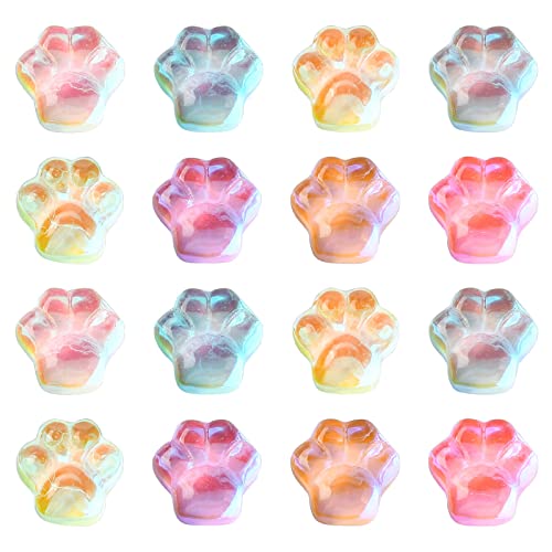 Stiesy 100Pcs Cat Paw Print Cabochons Cute Animal Footprint Flatback Cabochons Resin No Hole Beads for Nail Art Crafts Decoration Accessories