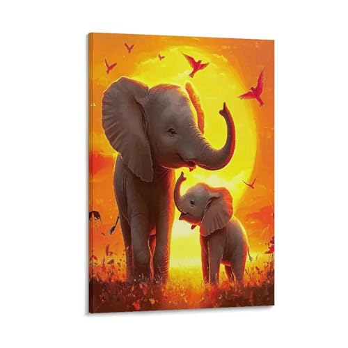 Affiche décoration éléphant coucher de soleil pour chambre - 3