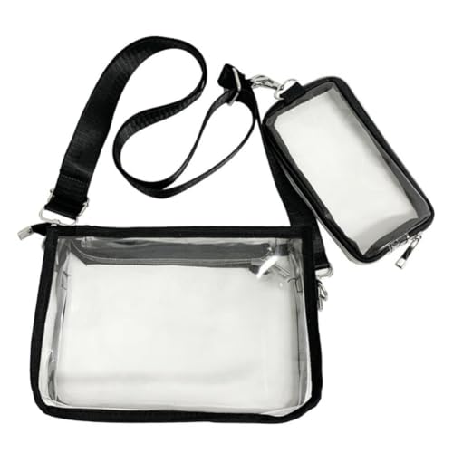 Women Shoulder Bag Casual Clear Crossbody Bag Zip Closure Adjustable