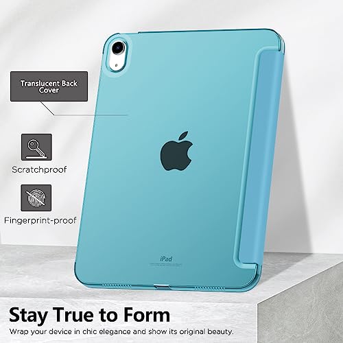 Image of MoKo for iPad (A16) 11th Generation Case 11 Inch 2025, iPad 10th Generation Case 10.9 Inch 2022, Slim Stand Hard PC Translucent Back Shell Smart Cover, Support Touch ID, Auto Wake /Sleep, Misty Blue | 2025