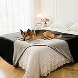 Picture of Tuffeel Waterproof Blanket for Bed King Size, Leak Proof Dog Couch Blankets Reversible, Pet Throw Sofa Furniture Protector Machine Washable-82 x108,Black+Lightgrey