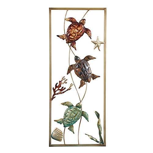 Rustic Metal Turtle Wall Art in Frame
