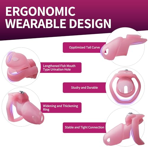 Image of HTV5 Resin Chastity Cage, 5 Wide Comfort Rings Click&Lock Lock for Men, Adult Sex Toy (Pink, Nub)