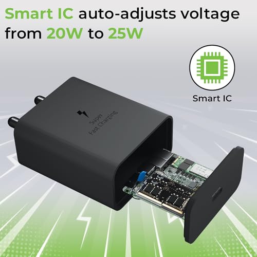 Image of UltraProlink 25W Fast Charger Adapter|Compatible with Samsung Galaxy S /A /M /F /Z Series S25 /S24 /S23 /S22 /S21 /21FE /S20 /M14 5G /M34 /M54 /M53 5g /M33 /M13 /A34 /A54 5G,F15|BIS Certified|Type C PPS PD 3.0|UM1347C