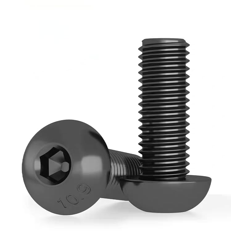 50 tornillos M3 x 40 negros, tornillos de cabeza alomada, tornillos de cabeza redonda con hexágono interior ISO 7380, rosca completa, con cierre hexagonal interior