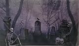 Halloween Wall Murals & Border Decorations Skeletons Cats Skulls Blood W4, Select: Type (Mural: Cemetery Skeletons)