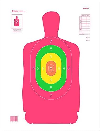Action Target - Fluorescent B-34 Targets - 100 Pack - Paper Targets, Shooting Targets, 19" x 25"