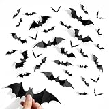 CLEANGOR 140Pcs Bats Halloween Decor, Spooky Halloween Party Supplies Stickers, 3D Bats Wall Decal, Cute Halloween Decorations Indoor for Bedroom, Bathroom, Home, Door, Window, Office