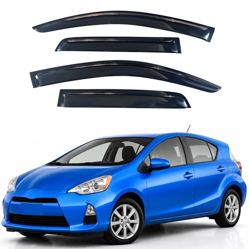 Image of IG Window Visors Fit for 2012-2019 Toyota Prius C, Out-Channel Rain Guards Vent Wind Deflectors 4PC, Car Accessories for 12-19 Prius C (Prius C Model Only)