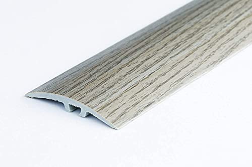 60mm Wide Self-Adhesive Aluminium Wood Effect Transition Strip Carpet Cover Door Floor Threshold TMW Profiles (Verden Oak)