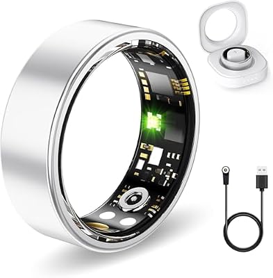 Smart Rings for Women Men, Fitness Ring with Heart Rate, Blood Oxygen, HRV, Stress, Sleep Tracker, Step Tracker, No Subscription Fee, lP68 Waterproof Smart Ring for iPhone & Android (Silver,12#)