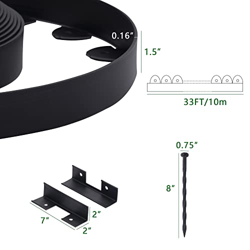 image for Kiss the Water Landscape Edging Kit 33FT 1.5IN Tall, No Dig Garden Edg