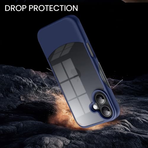 Image of KARWAN️Ultra-Hybrid Shockproof Back Cover Case for iPhone 16 | Camera Protection Bump |Shockproof Back Cover Case for iPhone 16 (PC & TPU, Smoked Matte Sides) Blue