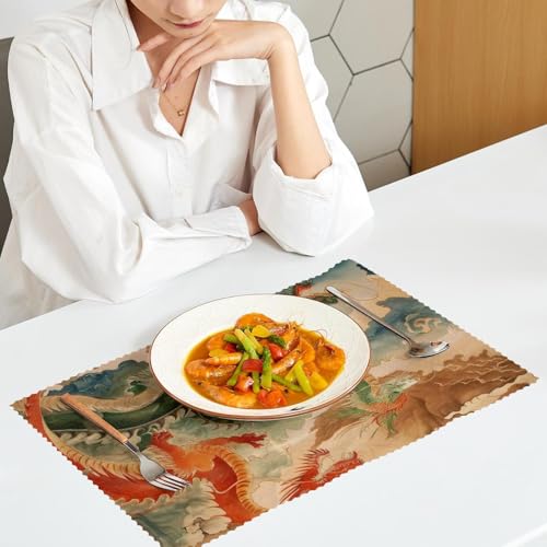 Set de table dragon antidérapant lot de 6 protège table résistant chaleur 30x45