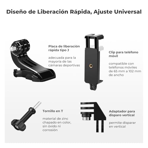 K&F CONCEPT Kit de Accesorios para Cámara de Acción Compatible con GoPro Hero 13 12 11 10 9 Insta360 dji Osmo 360 Action Teléfono Movil, Incluye Arnes Pecho, Correa de Cabeza, Clip de Teléfono Movil - imagen 5