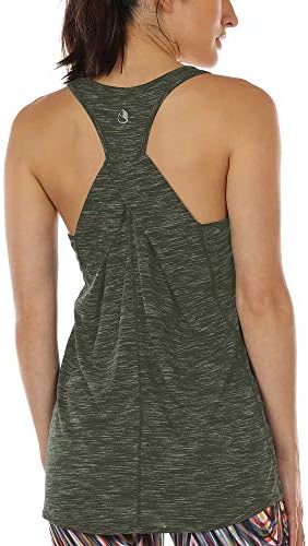 icyzone Damska koszulka sportowa typu tank top, lekka koszulka do jogi, joggingu, fitnessu, bez rękawów, luźny top