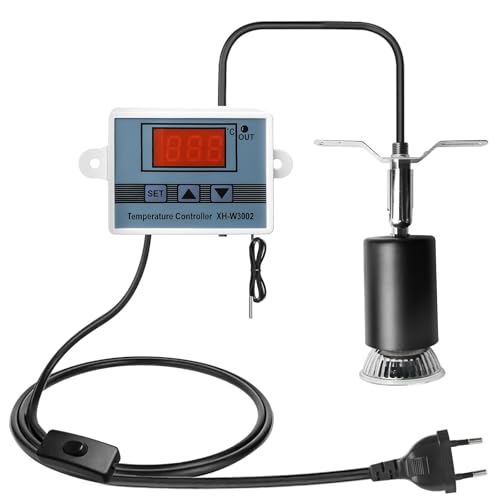 GBKDQQ Lámpara de calor para reptiles de 200 W, con regulación inteligente de temperatura, lámpara de calor E27, terrario, interruptor giratorio de 360°, lámpara para tortugas, serpientes, lagartos