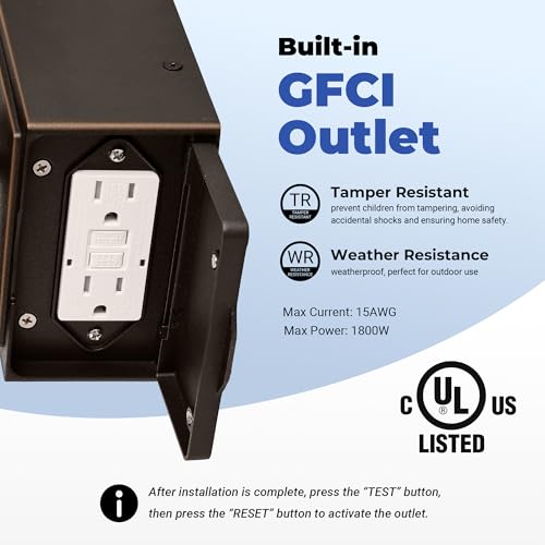 Image of Gleamz Motion Sensor Outdoor Wall Light with GFCI Outlet, Oil-Rubbed Bronze