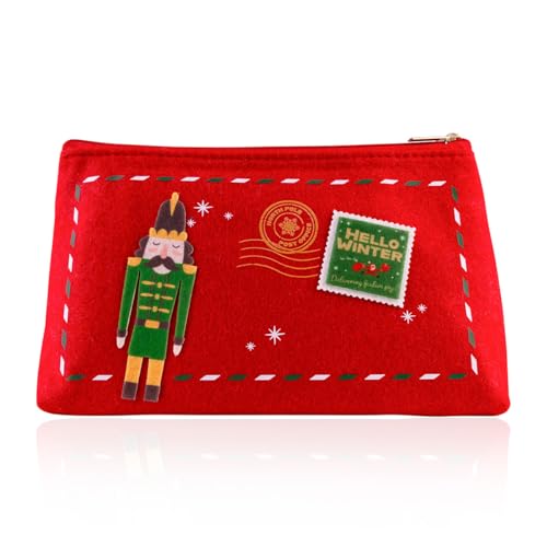 Set de baño Accentra HELLO WINTER en bolsa de fieltro, incluye gel, bombas de baño, regalo Navidad mujeres, aroma Arándano Helado, rojo/verde