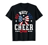 Red White And Blue Patriotic Cheer Crew Cheerleader USA Bow T-Shirt