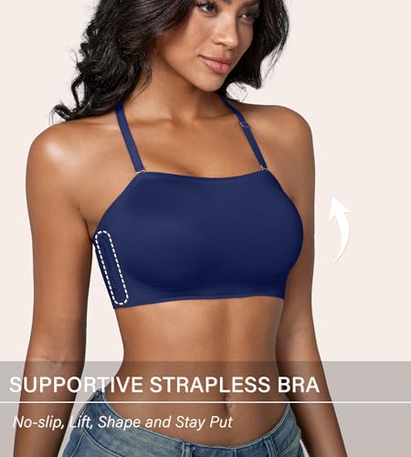 Image of DEANGELMON Strapless Bras for Women Non-Slip Silicone Bandeau Seamless Tube Top Bralette Comfy Non Padded Stretchy Stylish