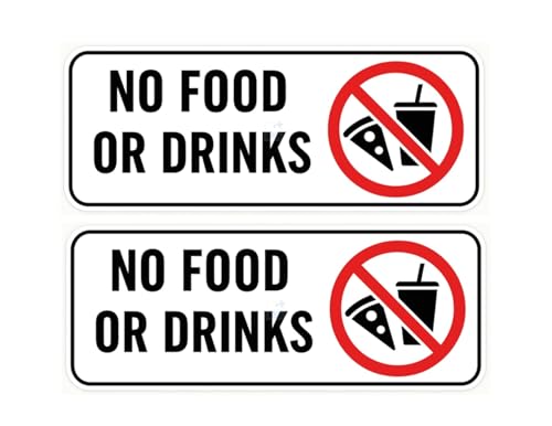 No Food or Drinks Sign Stickers – 2-Pack, 6" Wide – “No Eating or Drinking” Self-Adhesive Vinyl Decals, Weatherproof & UV Resistant, Indoor/Outdoor Door & Window Labels for Business, Office, School