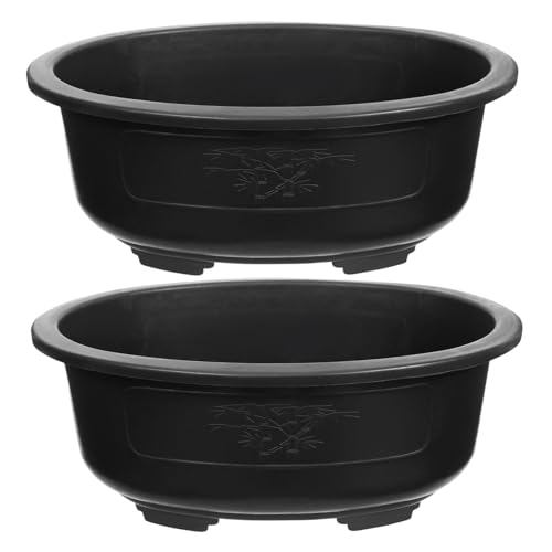 Yardwe 2 Pack Bonsai Pots 38 x 30 cm Oval Plastic Bonsai Training Pots Tree Plants Pot Succulent Planter Pots for Garden, Yard, Office