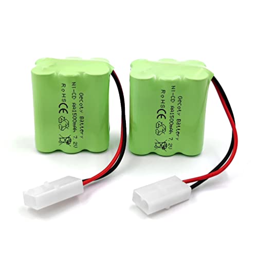 Gecoty 7.2V Rc Battery, 2 Pack 1500Mah Ni-Cd Rechargeable Aa Battery Packs With Tamiya Plug For Rc Trucks, Electric Toys, Household Appliances, Power Tools #TOP2