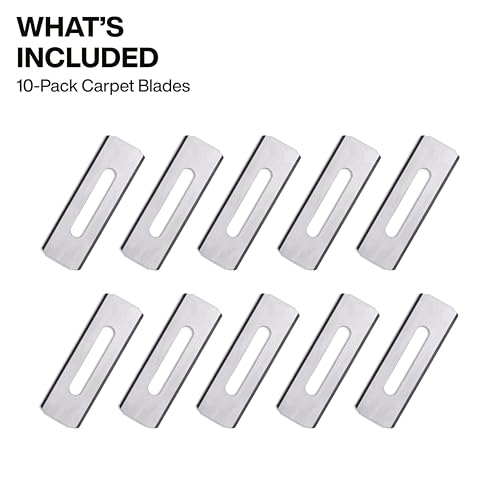 Image of Klein Tools 44128 Carpet Utility Blades 10-Pack, Round Corner Knife, Heavy-Duty Utility Knife Replacement Blades, Carpet Cutter Tool for Flooring and Rug Cutting
