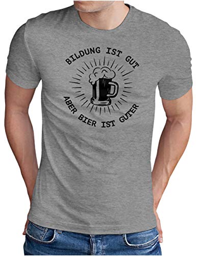 T-shirt bière drôle homme gris mélangé vêtement humour grande taille 5XL