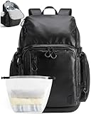 BAGSMART 2 Piece Swim Bag for Swimmers with Shoe Compartment, 35L Waterproof Swim Backpack for Men and Women, Swimming Sports Gym Bag, Black