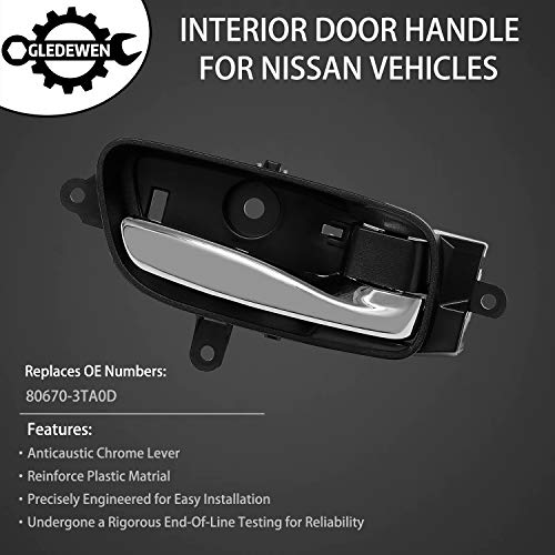 Gledewen Interior Door Handle Front Rear Right Passenger Side | For 2013-2017 Nissan Altima Pathfinder, 2015 2017 Nissan Titan, 2016-2017 Titan Xd, 2015-2017 Nissan Murano | Replaces# 80670-3Ta0D #TOP1